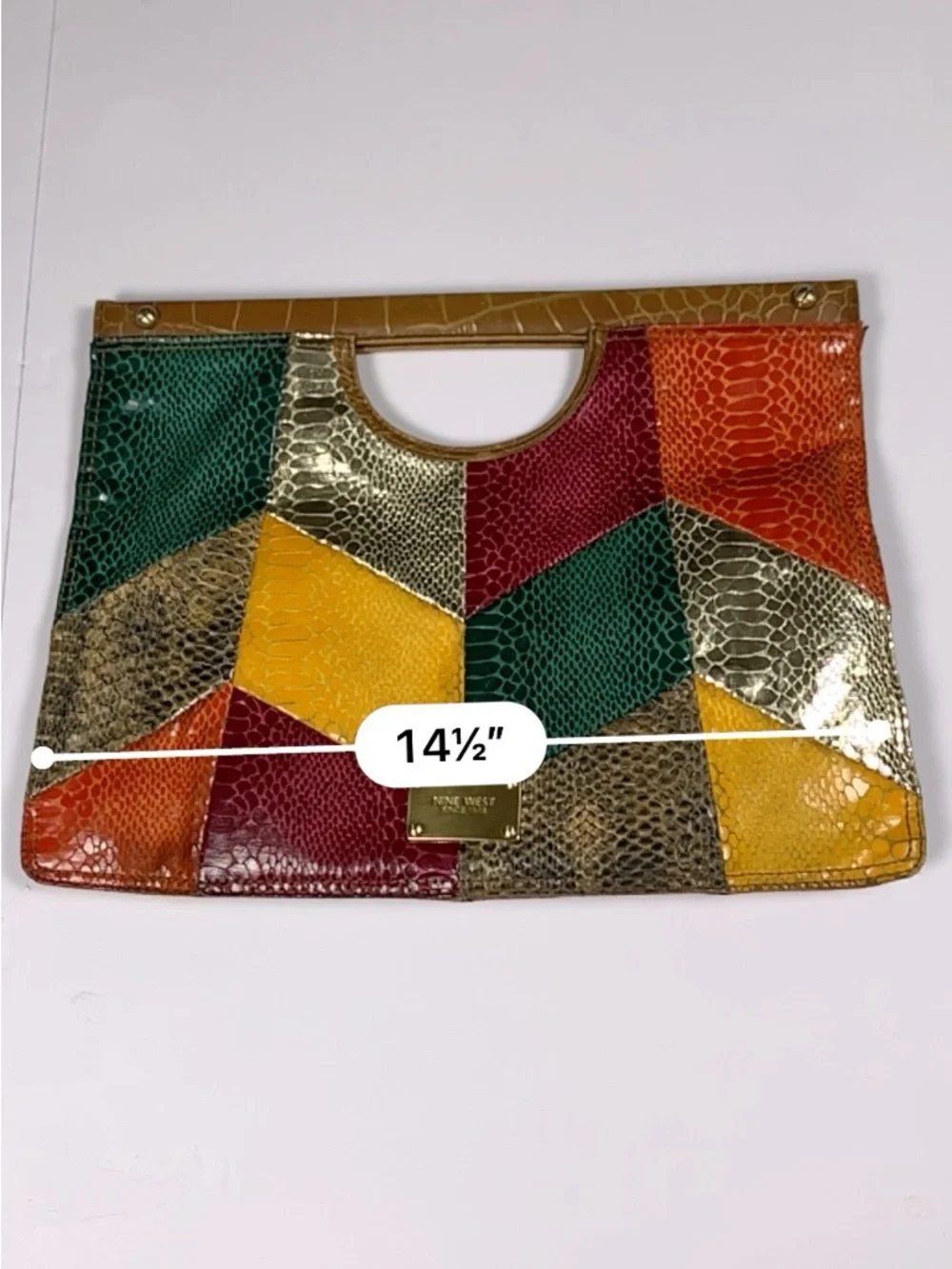 Vintage Nine West Patchwork Faux Snakeskin Clutch Purse Multicolor Y2K Bag